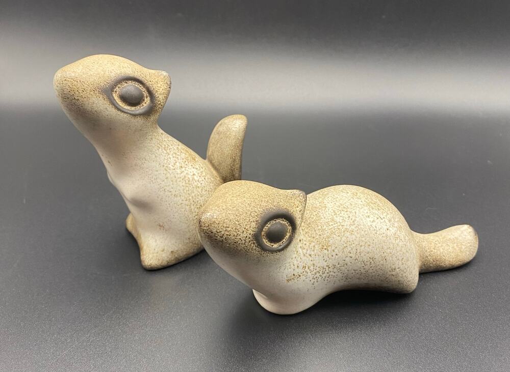 Vintage Mid Century Howard Pierce California Pottery Squirrel Figurines